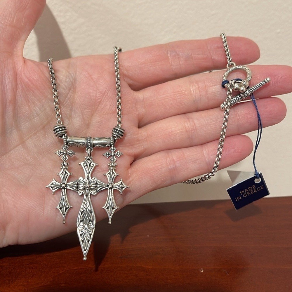 *Price Firm* Konstantino Sterling Silver Triple Cross / Sword Necklace 20” Chain - Picture 6 of 12